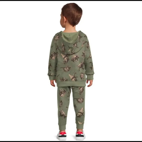 Wonder Nation Toddler Boy Hoodie and Joggers Set 2-Piece Size 12m Green Dino - Picture 4 of 14
